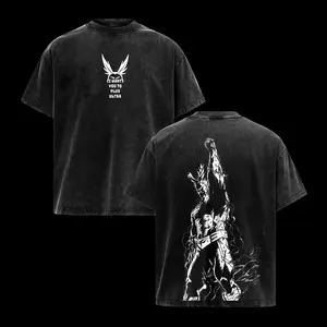 valentine shirts Anime My Hero Academia All Might Print High-end Luxury T Shirt Men Short Sleeve Clothing Casual Cotton Washed Retro Fashion soft