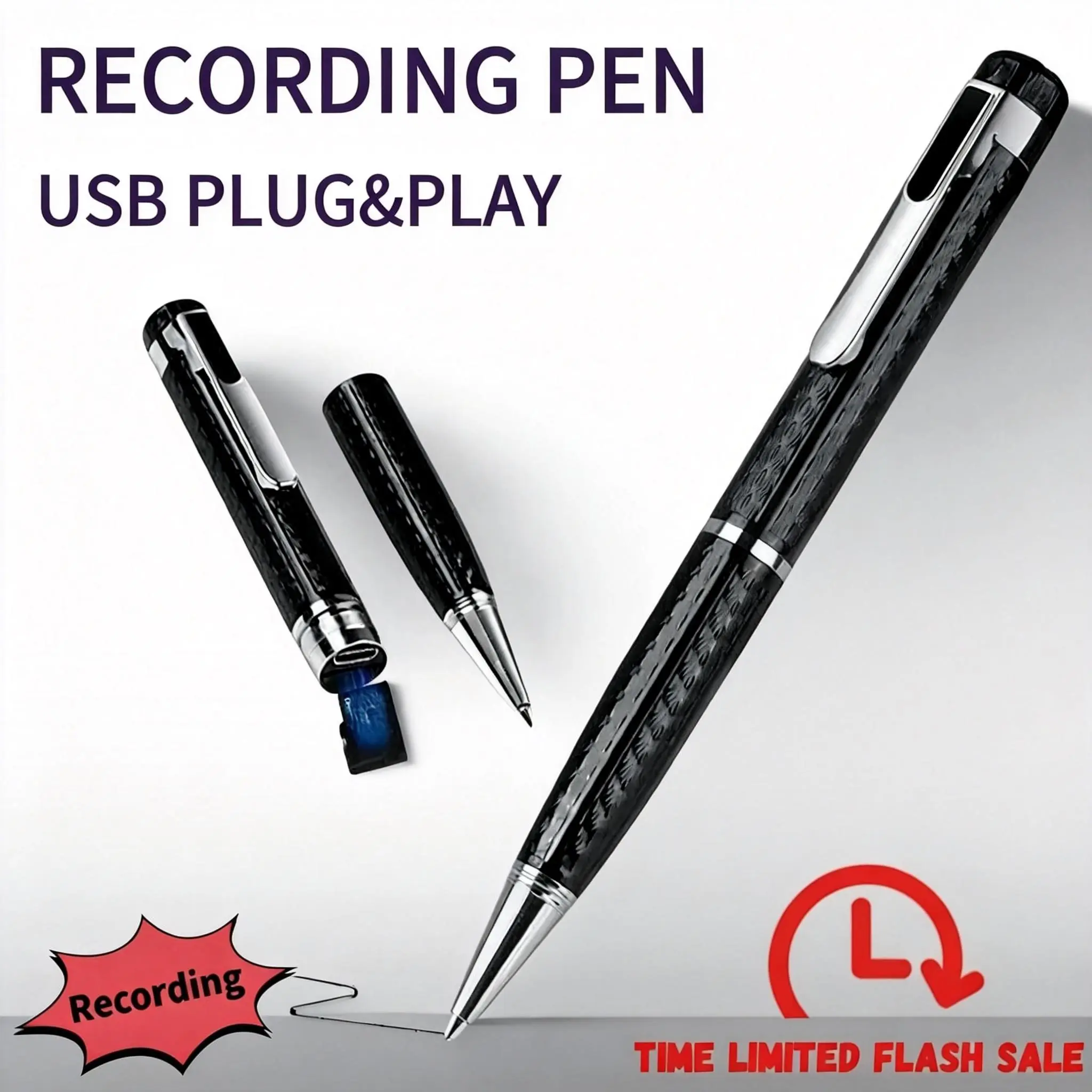 YiNet Rechargeable Smart Digital Writing Pen, Metal Body, Refillable, Portable Compact Tech Gadget with Memory Card, Voice-Activated Recorder, Noise Reduction, USB High-Precision Interview Tool (Festival Gift for Home/Festive Party Supplies), Adapter, Hea