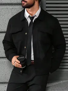 Men's Retro British Style Tweed Jacket, Button Front Closure, Chest Pocket Design, Formal & Casual Wear, Office & Party