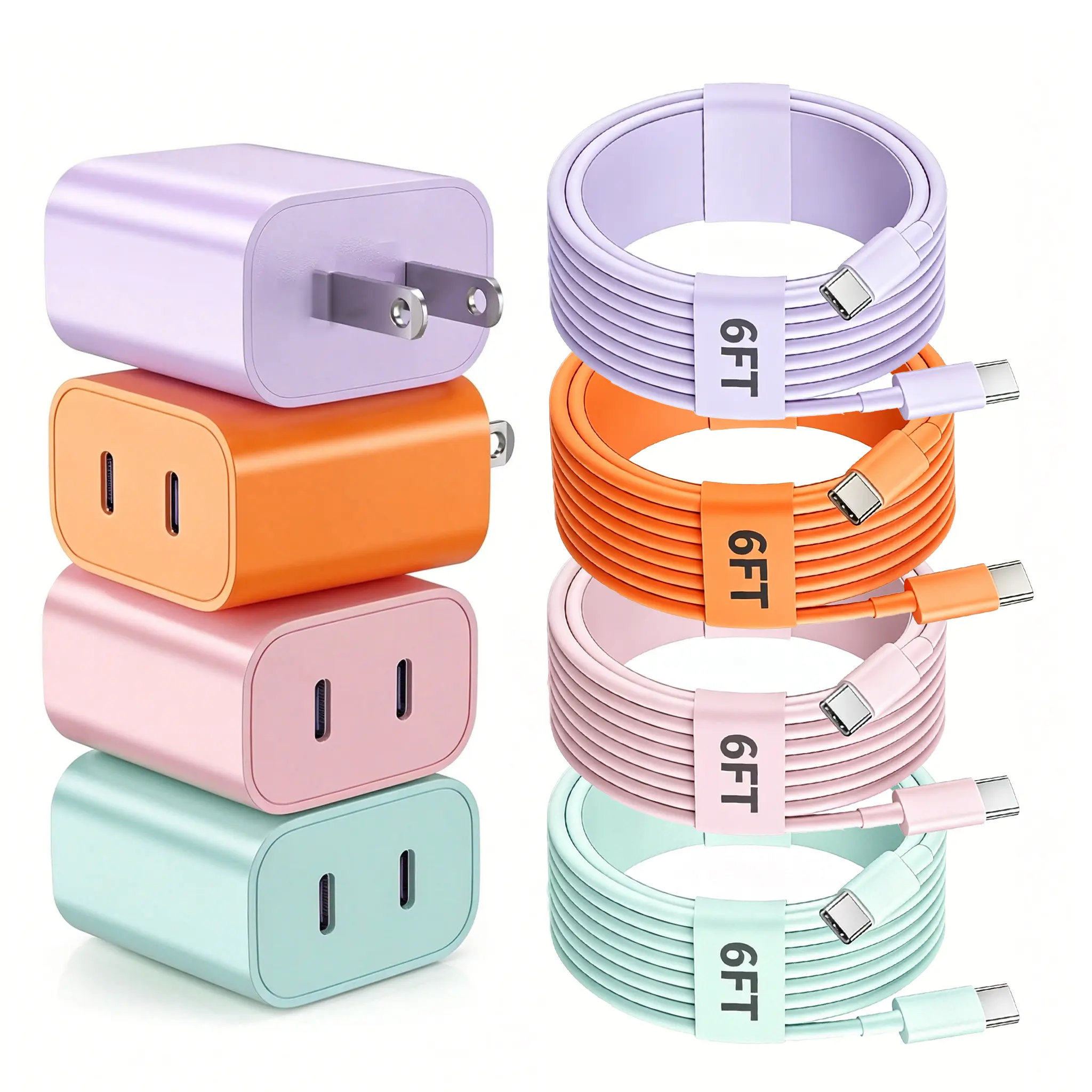45W Dual USB-C Super Fast Charging Smartphone Charger - Includes 6ft USB-C Cord, Compatible with iPhone 17ProMax/17Pro/17/16Air/16Pro/16/15Plus/15ProMax, Samsung S20-S26+/Ultra 16 Mobile Phone Accessory Cable Device Pad Protection