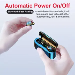 Wireless headset, Bluetooth 5.1 in-ear headset, noise-cancelling microphone, new Bluetooth headset Mini bass stereo, LED display wireless headset waterproof