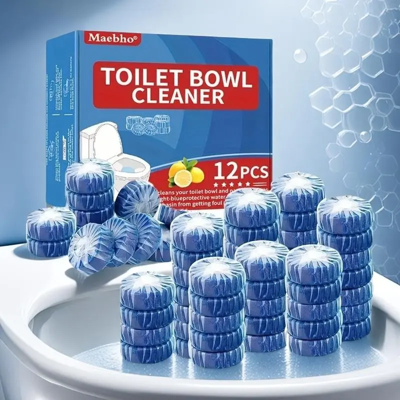12PCS or 24PCS Toilet products Cleaning Blocks - Auto-Cleans with Every Flush, Soluble Film, No Residue, Safe & Effective Household Cleaner Automatic Cleaner Deodorizer Gel Bowl