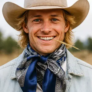 35X35" Blue Paisley Wild Rag / Scarf WR2143 35X35" Blue Paisley Wild Rag / Scarf WR2143