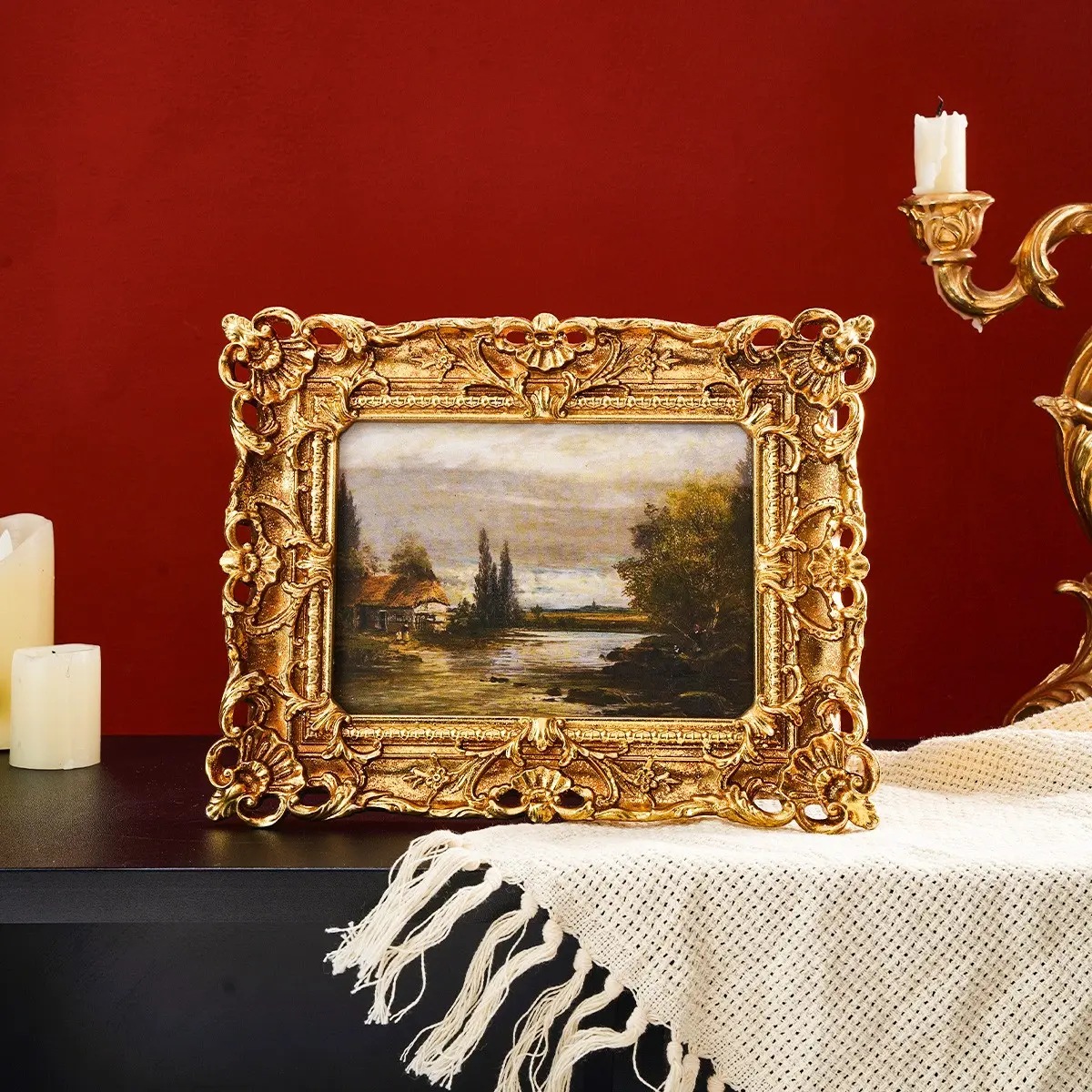 European Vintage Frame, Luxury Resin Picture Frame, French Retro Oil Painting Frame, Desktop & Wall Mount, Ideal Gift