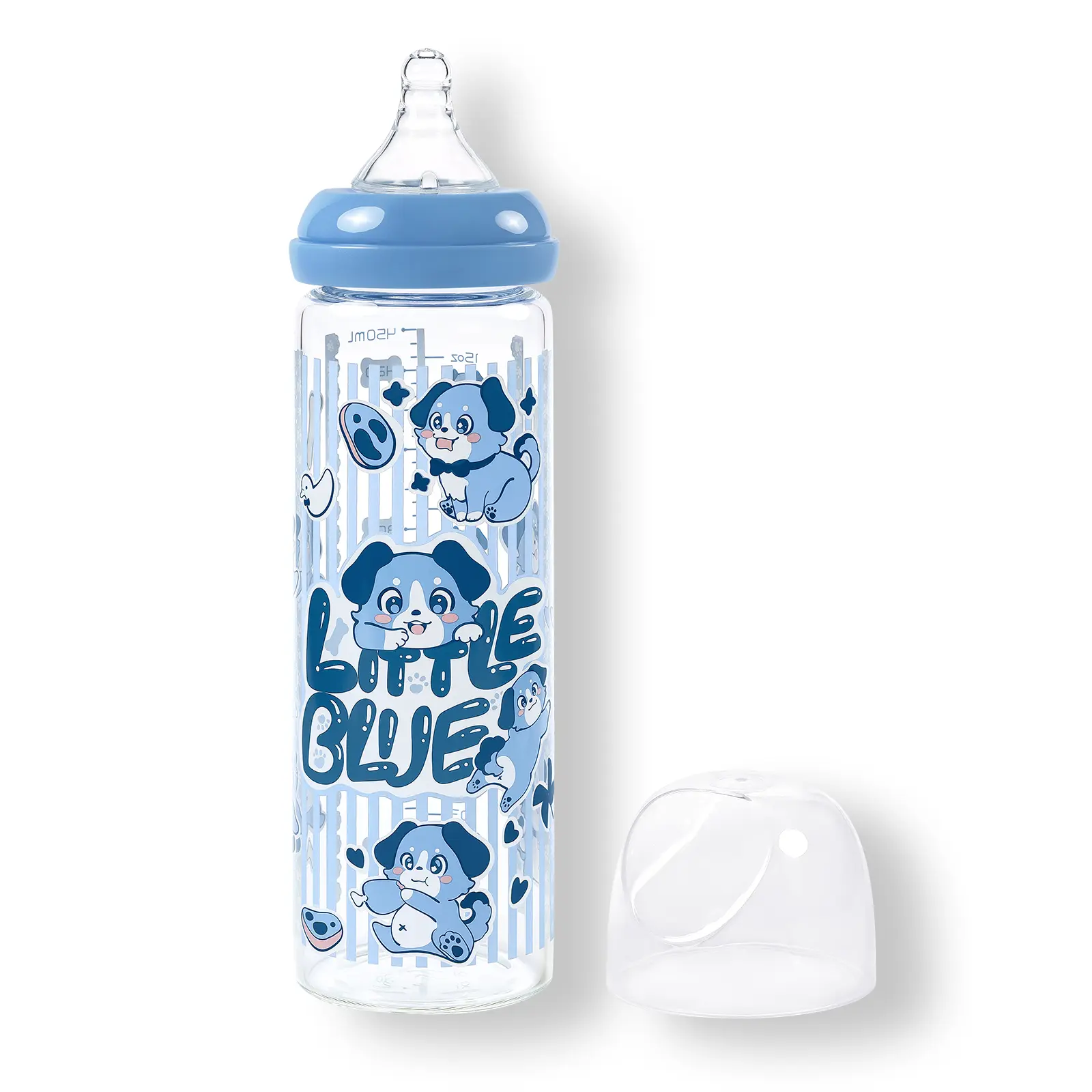 LittleForBig Adult Size Bottle Ultra Printed Specialty Oversized Glass Little Blue Pattern