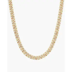 JAXXON Women's Iced Out Cuban Link Chain 5mm - Gold - Box Clasp
