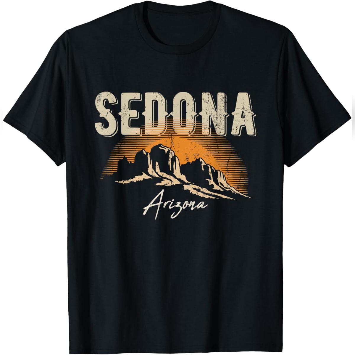 Sedona Arizona Vintage Mountains Sunset Hiking Design T-Shirt Relaxed Fit Cotton T-Shirt Sedona Arizona Vintage Mountains Sunset Hiking Design T-Shirt Relaxed Fit Cotton T-Shirt