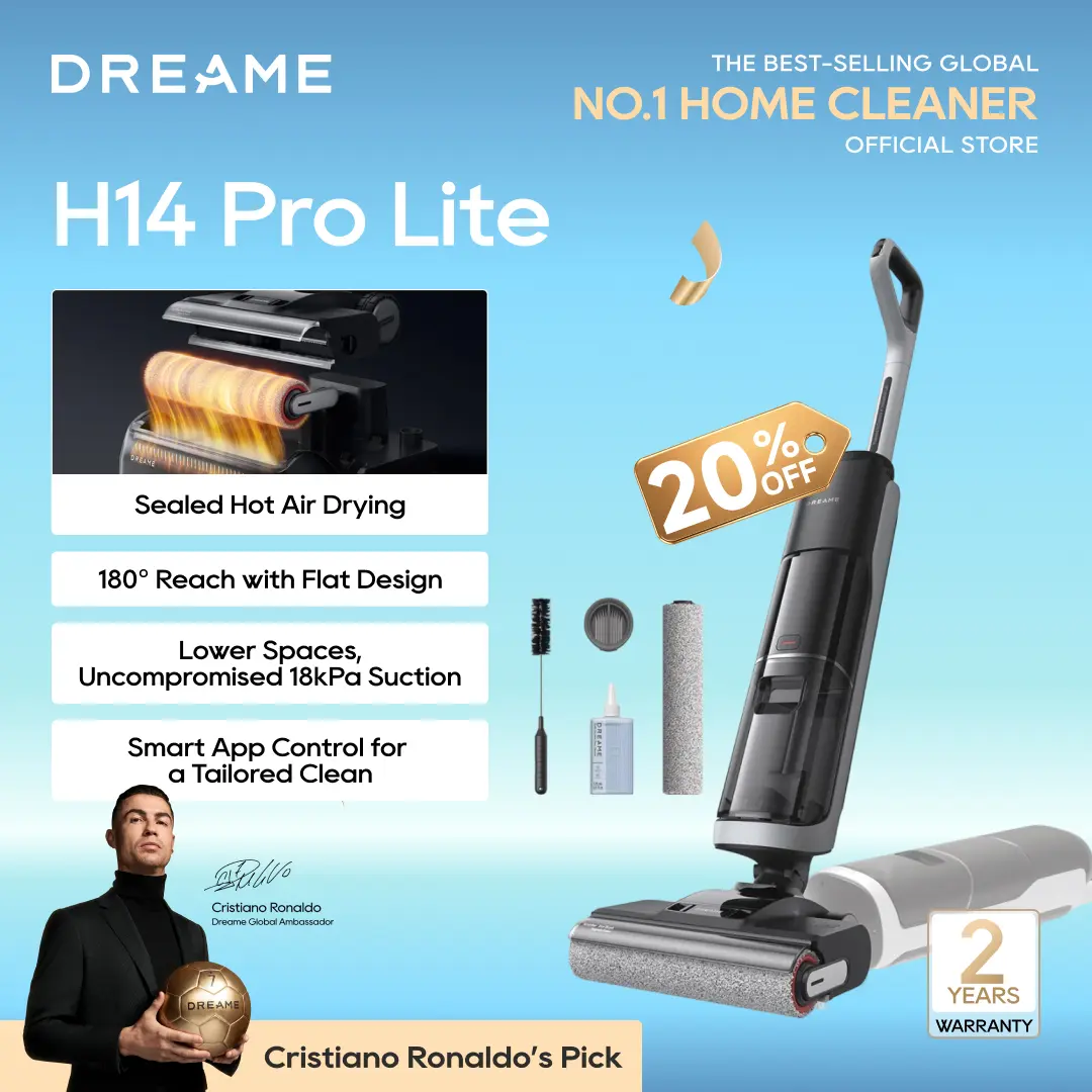 DREAME H14 Pro Lite Vacuum Mop, Wet Dry Vacuum Cleaner, 180° Lie-Flat Vacuum Mop, 140°F Washing and Fast Hot Air Drying, Powerful 17kPa Suction Floor Cleaner Machine, Easy GlideWheel Movement, Smart App Control,back to school,back to school haul