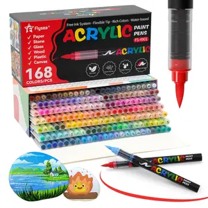 Acrylic Paint Marker Pen Set, 1 Box Waterproof Acrylic Markers Paint Pens for Rock, Wood, Fabric, Canvas, Glass, DIY Crafts, Art Supplies