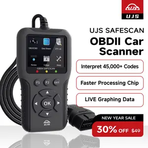 UJS SafeScan, OBD2 Car Scanner, Check Engine Code Reader - 45000+ Fault Codes, 2.8" Color Screen, Live Data, I/M Readiness, Battery Voltage Check, Read and Clear Error Codes for All Cars and Light Trucks 1996+