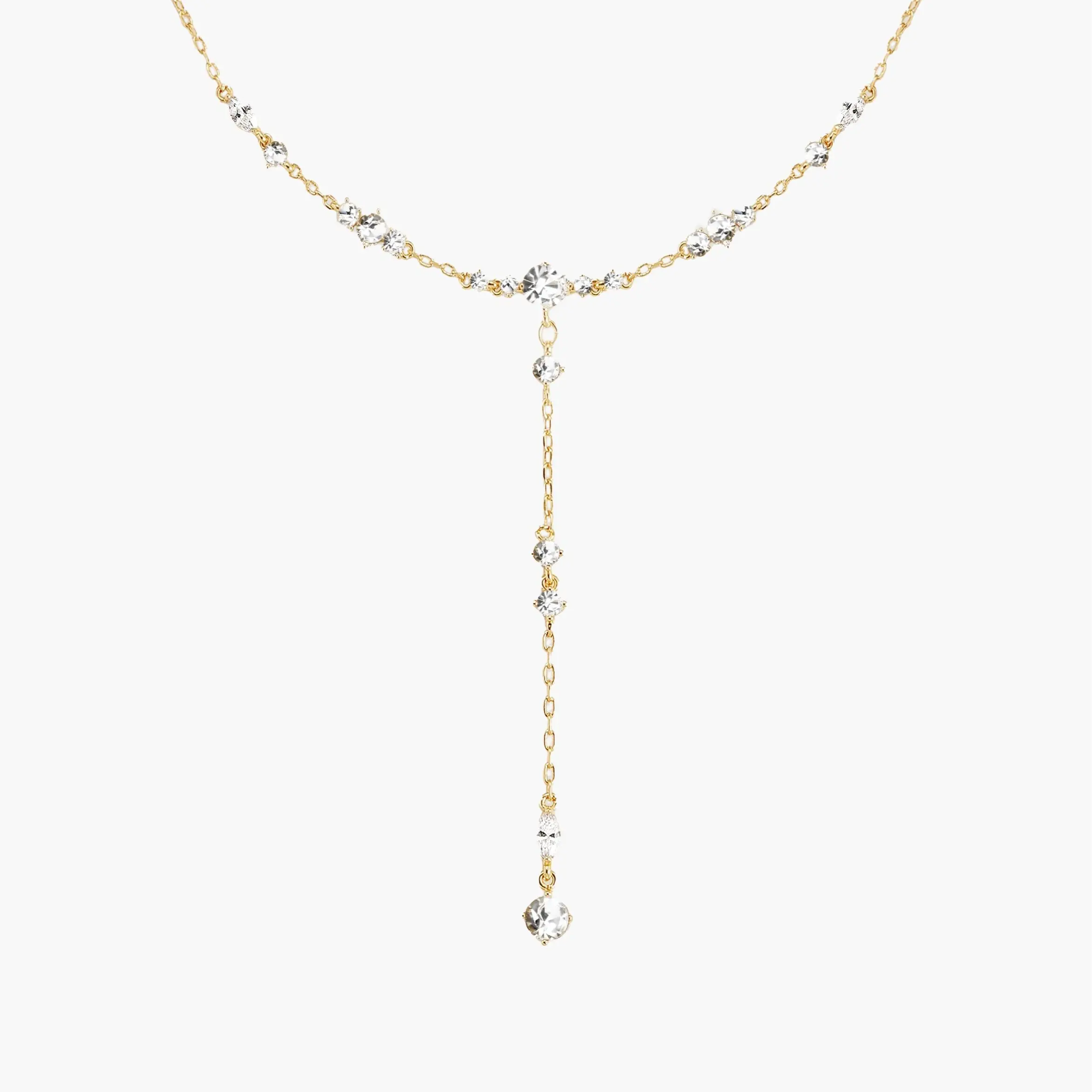 en route Adriana Necklace in Gold, Sparkling Lariat-inspired Jewelry for Daily Wear, Versatile Piece Essential Designed for Layered Styling & Modern Outfits