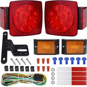 LED Submersible Boat Trailer Tail Light and Wiring Kit, Combined Stop, Taillights/Running, Turn Function, DOT Compliance, IP67
