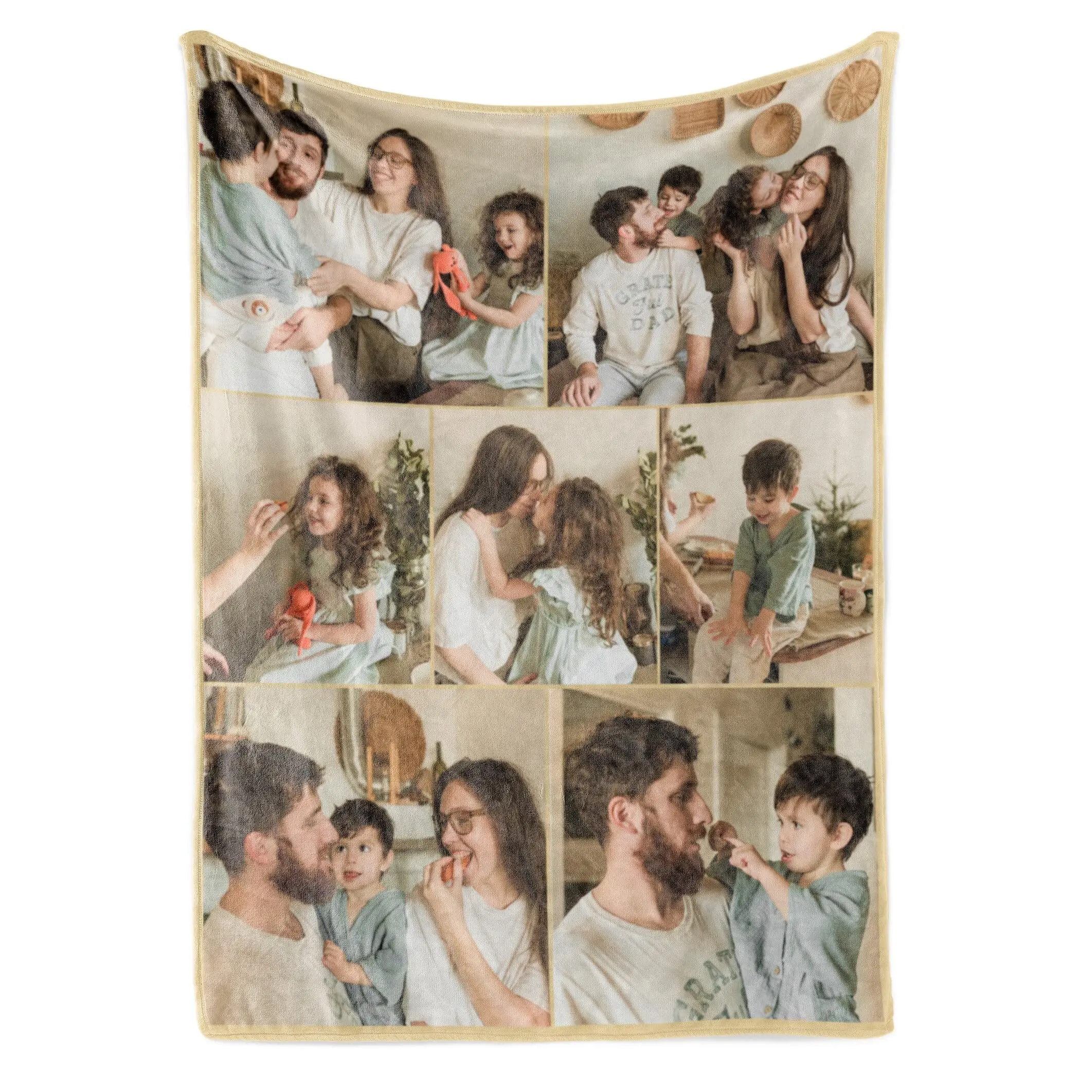 Personalized Watercolour Photo Crochet Blanket - Custom Glam Look, Wrinkle Resistant, Durable, Lightweight, Machine Washable Throw for Adults' TV Snuggles, Ideal Gifting for Grandparents, Children-Friendly