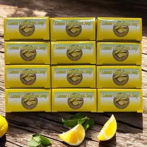Lemon Complexion Cleanser Bath Soap - Infused with Lemon Oil, Wheat Bran, Oat Bran - 12-Piece Multi-Pack (125g Each, 1500g Total) - Fresh Citrus Skin Repair Bath & Body Care Product