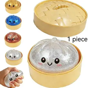 Upgrade Soft Dumpling Toy, Colorful Smiley Steamer Basket Big Baozi Squeeze Ball, Squishies, Stress Relief Fidget, Stress Relief, Perfect for Play, Party, Alone Time