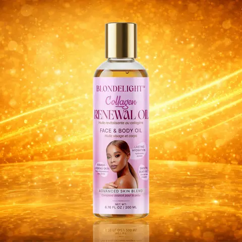 BLONDELIGHT LLC Hydrolyzed Collagen Renewal Face & Body Oil - Lightweight Daily Moisturizer, Scented Body Oils with Sunflower, Aromatic Aroma, for Adults' Soft Skin, 6.76 fl oz (200ml) Bottle