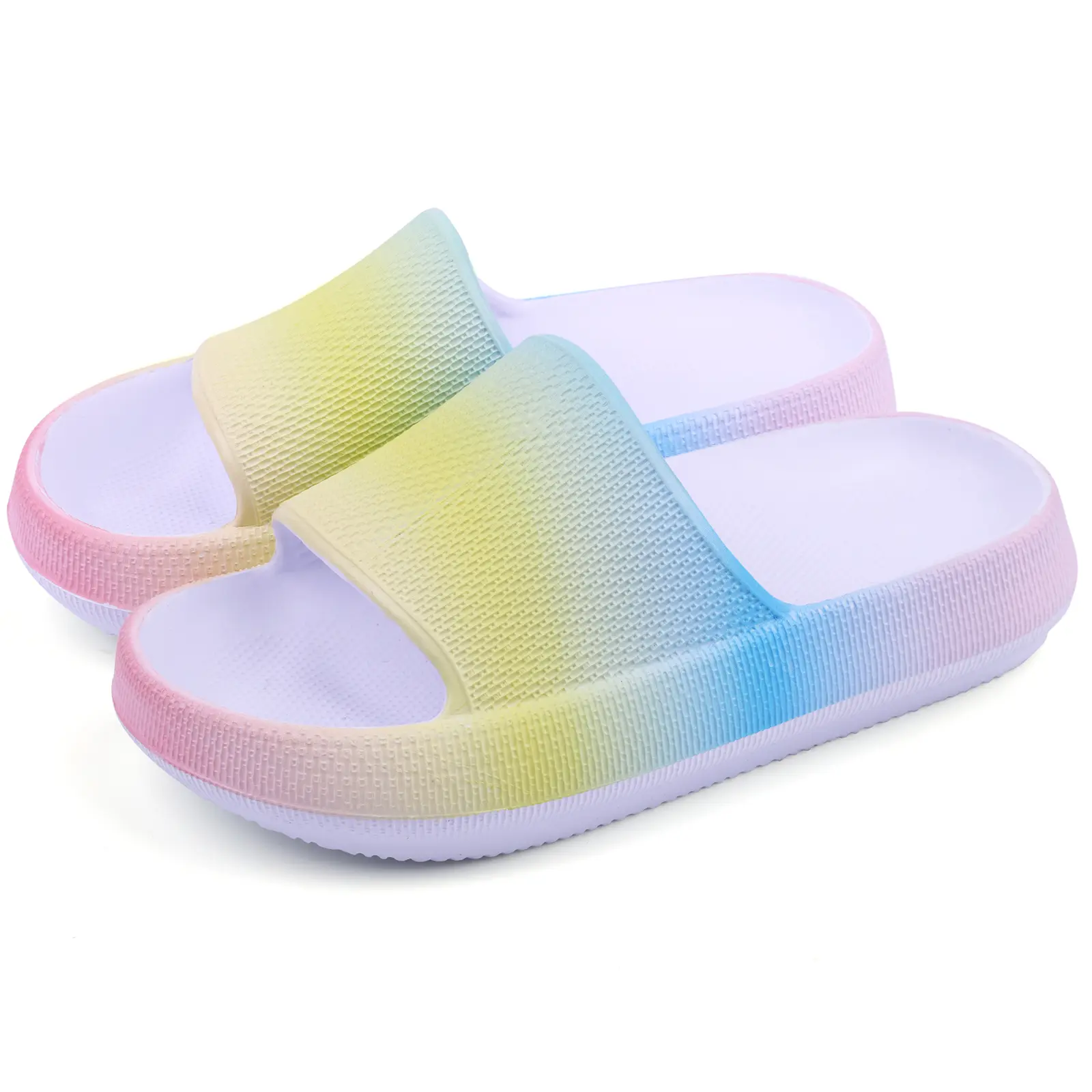 Women's Unisex Pillow Slides - Thick Cushion Sole EVA Sandals, Casual Comfortable Concave Vamp Deep Heel Cup Slippers for Indoor & Outdoor Use (Check Size), Protective Design, Gingham, Slip On, Ankle, Breathable, Shoe, Footwear, Flexible, Waterproof Flex