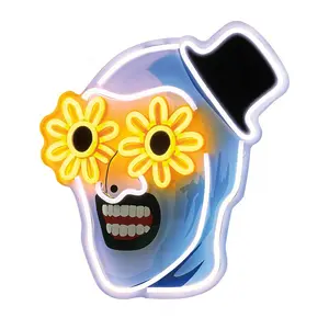 Art The Clown Terrifier Neon Sign, LED Neon Lights, USB Powered Single Color LED Wall Decor For Halloween Parties And Decorations, Lighting And Decor Accessory Gift Glass