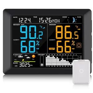 Sainlogic Weather Station Indoor Outdoor with 10.2-inch Color Display & Outdoor Sensor, Indoor Outdoor Thermometer Wireless with Temperature, Humidity, Barometer, Weather Forecast, Moon Phase & Alarm