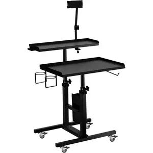 Premium Tattoo Salon Tray Adjustable Double Tier Tattoo Workstation with Wheels for Tattoo Studio, Beauty Salon