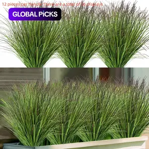 Artificial Wheat Grass Shrub Plants, Plastic UV-Resistant Outdoor Home Decor, 12, 24 or 48 Pieces, Model Xinghao #GLOBAL PICKS