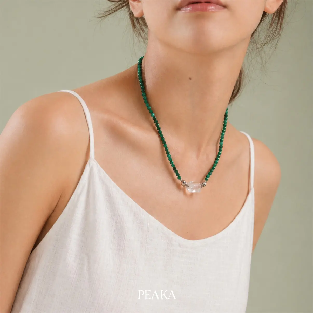 Peaka Malachite Necklace for Women, Magnetic Clasp Jewelry