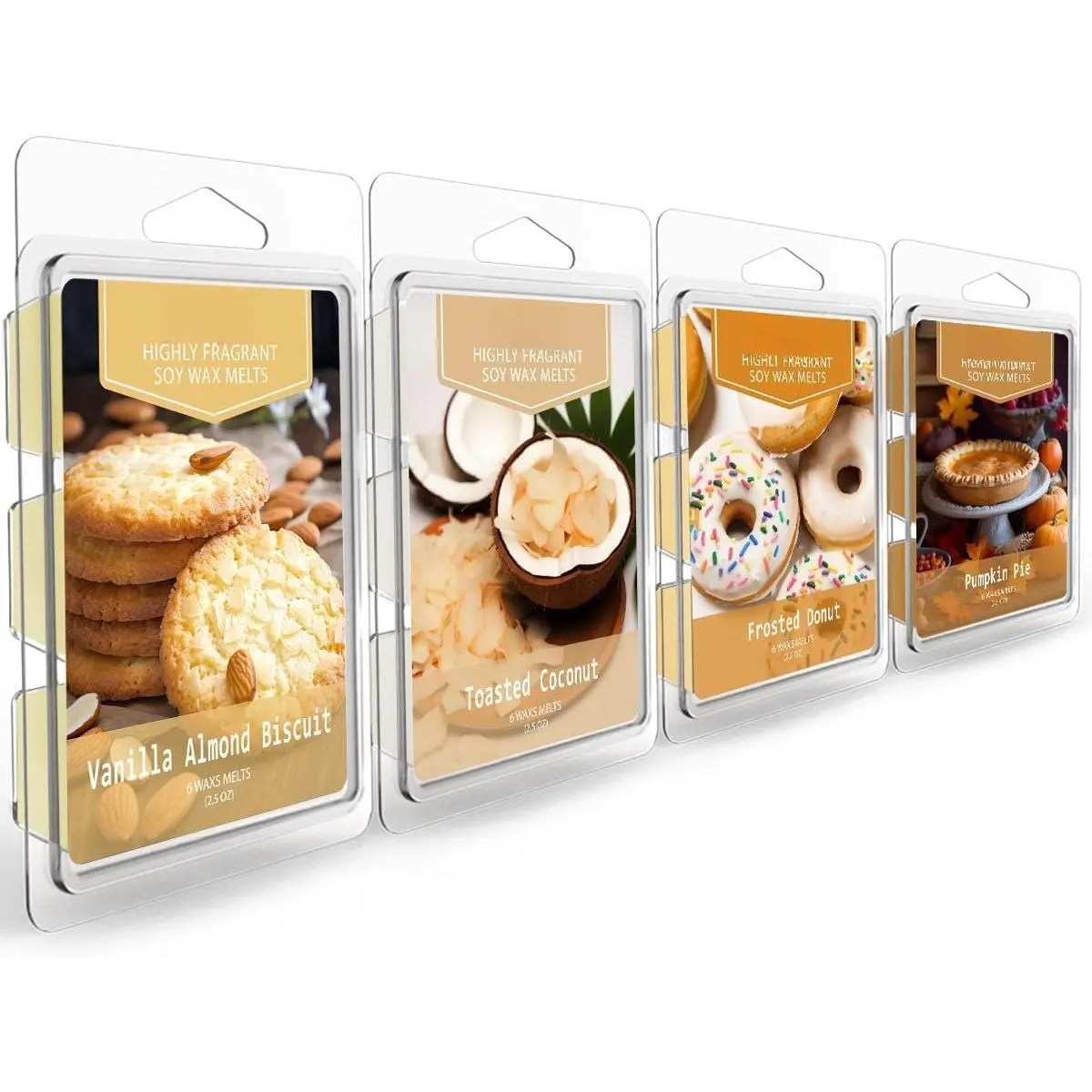 Wax Melts, Fall Variety  Melts, Scented Soy Wax Melts Cubes,   Based Highly Scented Wax Melts Tarts, 4 Pack