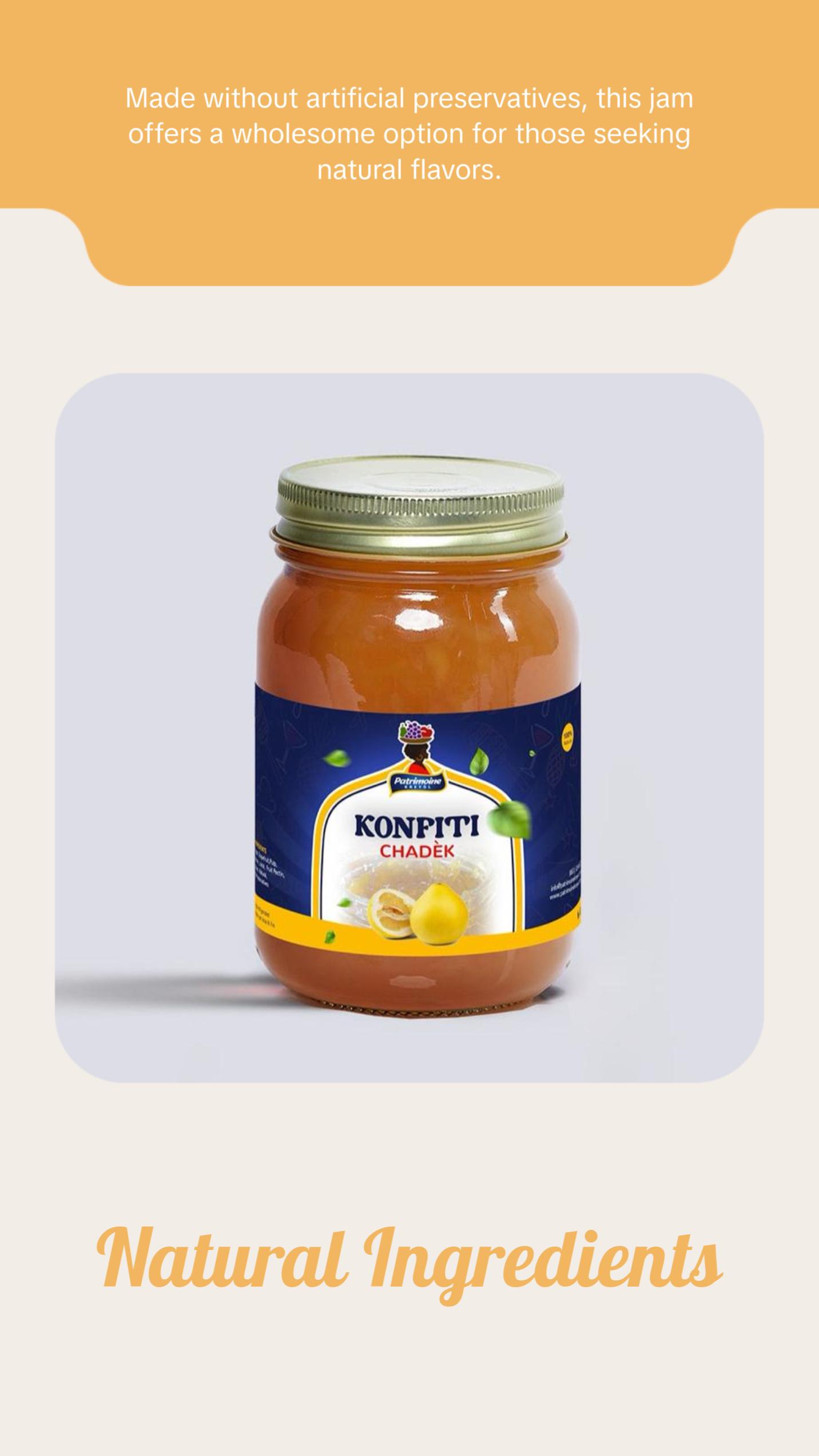 Konfiti Natural Snack Flavor Sweet Fruit Dessert - Grapefruit Jam with Citrus Notes - Artisanal Spread for Breakfast, Brunch, and More - Tangy, Sugar, Perfume, Fresh