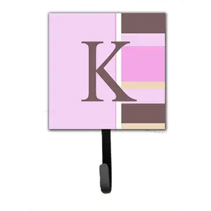 Carolines Treasures  Letter K Initial Monogram - Pink Stripes Leash Holder Or Key Hook