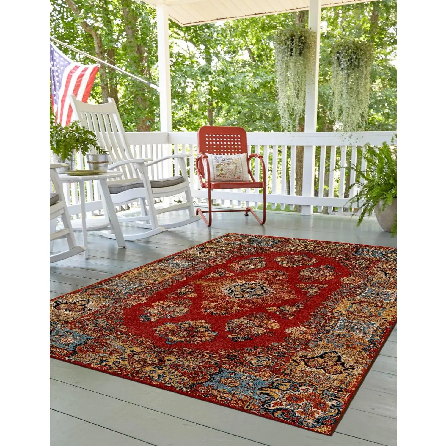 Antique Red Outdoor Traditional Rug