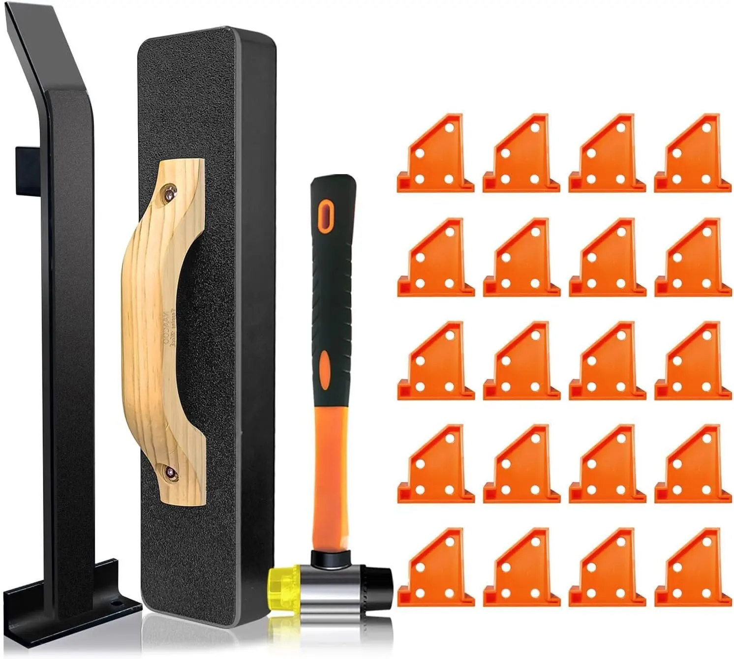 Laminate/Vinyl Flooring Tools,  Heavy Tapping Block - Knock 1-2 Times, Heavy Pull Bar, 20 count Upgrade Flooring Spacers, Rubber Mallet - Professional 6 in 1 Floor Installation Kit.