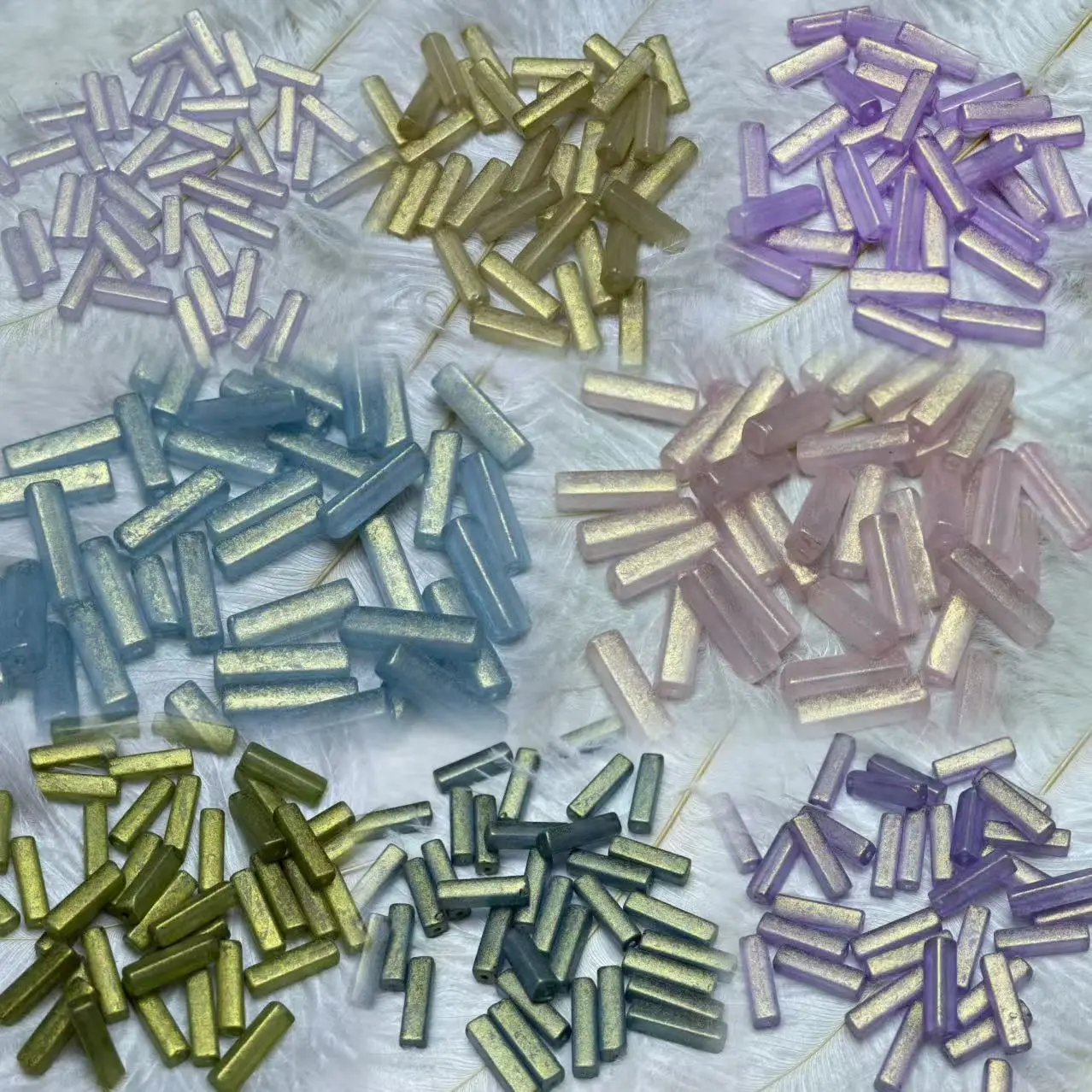 【AW1-18】Pearlescent Gold‑Washed Vintage Tube Glass Beads, Suitable for Bead Stringing
