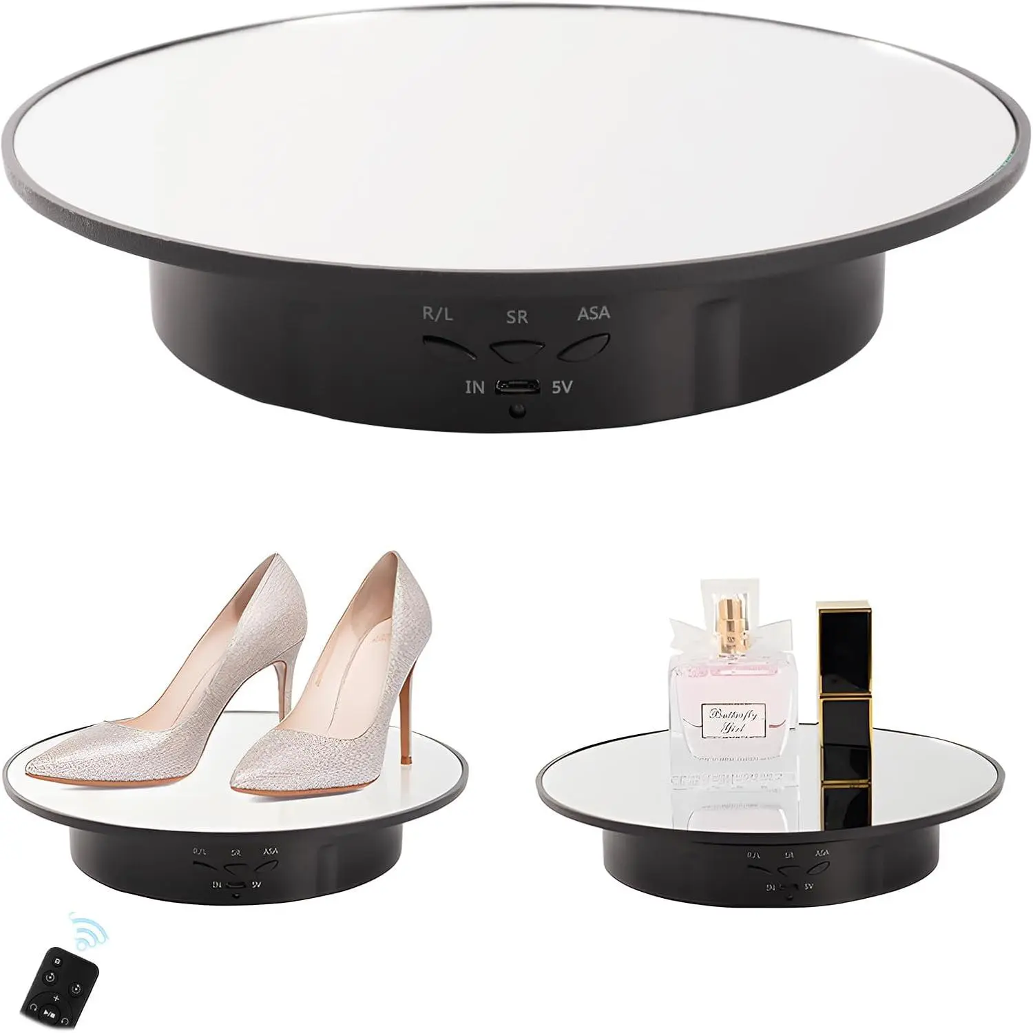 Rotating Display Stand Turntable Stand Black Spinning Stand for Product Shows with Telecontroller