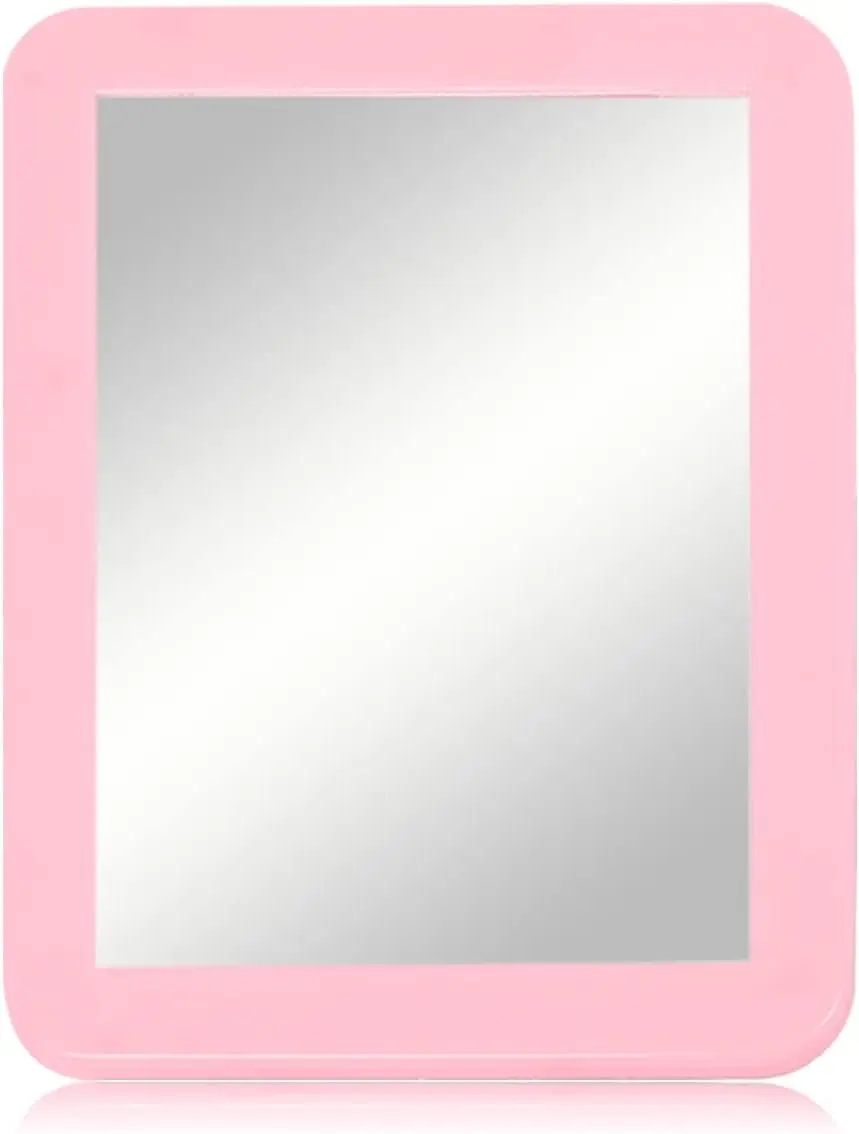 ARTLYMERS Magnetic Locker Mirror, 5X7 Real Glass Small Mirrors for Locker with Magnetic Backing, for School Locker, Bathroom, Household Refrigerator, Locker Accessory (Pink)