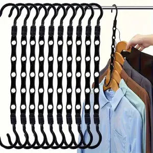 Space-Saving Closet Hooks Set, Heavy-Duty Rotating Hangers with 5 Hooks Each, Stackable Clothing Hooks for Wardrobe & Laundry Room, Adjustable Hooks Hanger