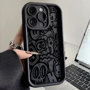 Creative Graffiti Pattern Phone Case,TPU Soft Silicone,Fully Protected and Shockproof For iPhone16 15 15Pro Max 14 14Pro 13 12 11 X 16promax Cool Boys