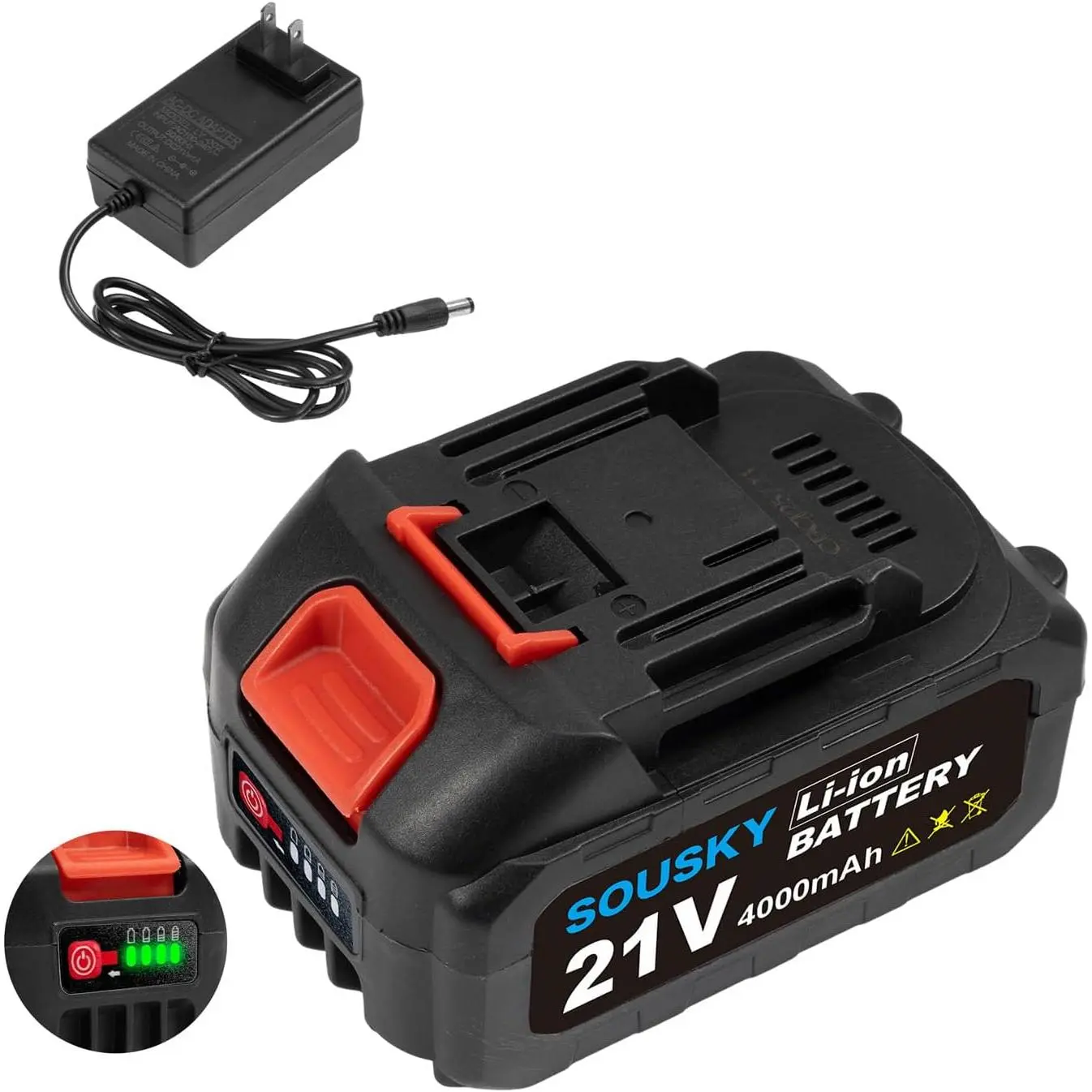 Mini Battery, 21V 4000mAh Lithium Battery with Display, Include Charger Adapter, Suitable 4/6/8 in Mini, Compatible with Same Interface
