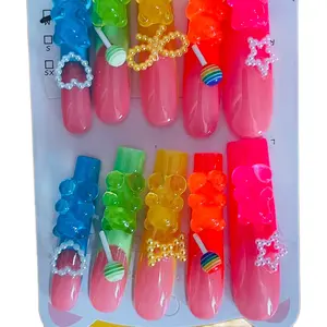 Rainbow Gummy Bear XXXL Gel Press On Nails