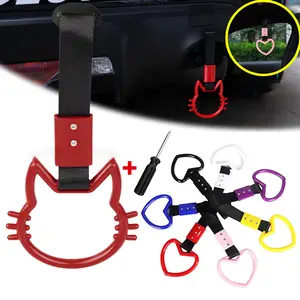 JDM Tsurikawa Heart Handle Strap - Car Charm Rings, Hanging Warning Car Ornament for Modified Vehicle Interior Decoration, Cute Accessory for JDM Styling Enthusiasts