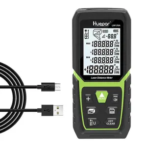 Huepar Laser Distance Meter 393 ft, Backlit LCD Laser Measurement M/in/Ft,, Equipped with Li-ion Battery and Electrical Angle Sensor, with High Accuracy Multi-Measurement Mode, Pythagorean Theorem, Distance, Area and Volume