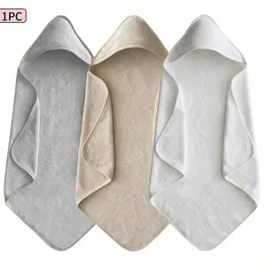 Baby Coral Fleece Hooded Bathrobe, Soft Absorbent Towel, Simple Solid Color, Newborn Comfortable Bathing, 1pc Infant Robe