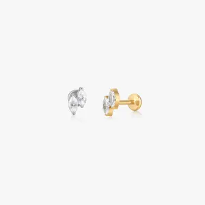 Duo Gem Titanium Flat Back Stud (Single)