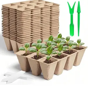 240 Cells Seed Thickened 12-Cell Peat Pots Seed Starter Kit 20 Trays Transplanting Tools for Gardening