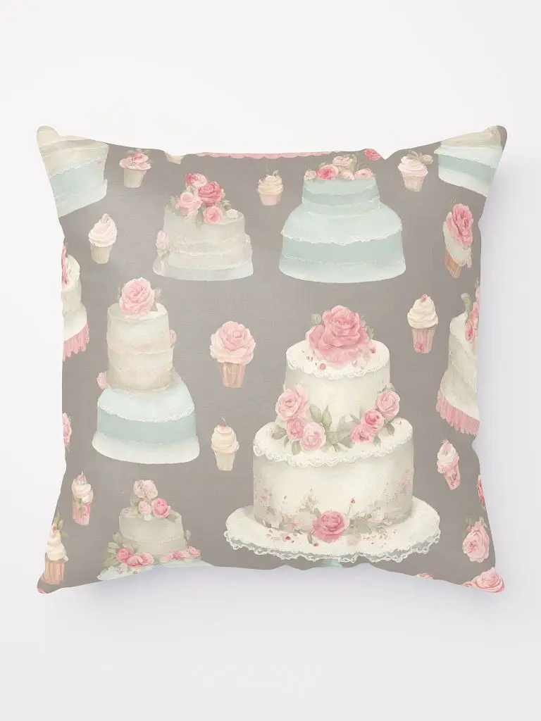 Cupcakes & Cake | Floral Pillow | Decorative Throw Pillow | Home Decor