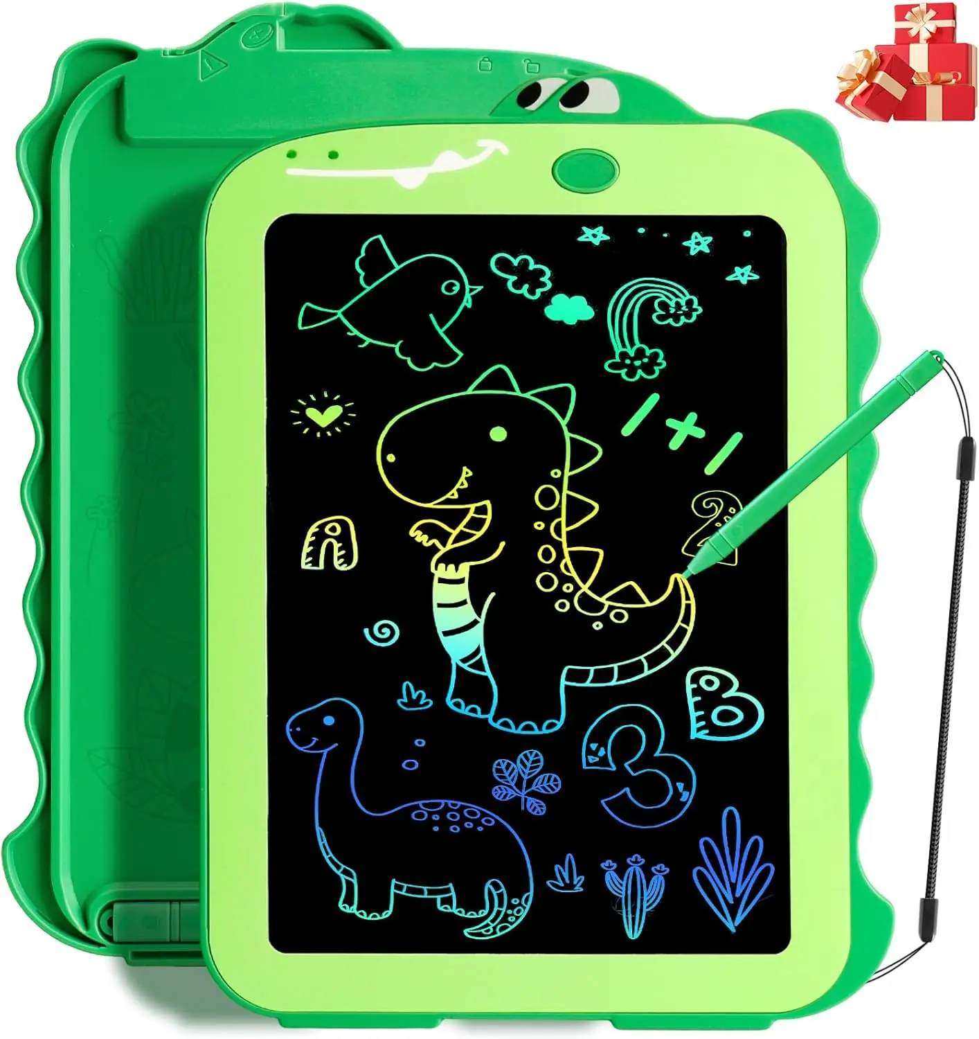 Writing Tablet for Kids, Colorful Toddlers Toys Drawing Board, Educational Kid Toys, Doodle Pad Dinosaur Toy for 3 4 5 6 7 8 Year Old Boys Girls Birthday Party Xmas,8.5inch & Green