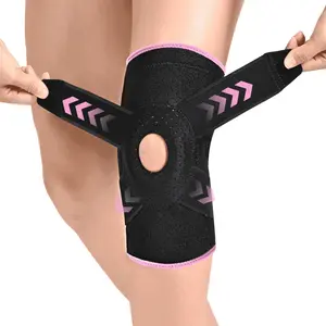 Knee Brace Compression Knee Pain Support for Women Men Pain Relief, Meniscus Tear, Arthritis, Injury. Adjustable, Breathable - Black/Pink–One Size