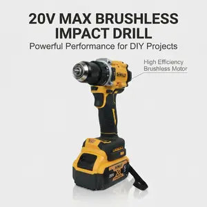 DeWalt DCF805 Compact Impact Drill 13mm Auto Chuck 66 ft-lbs (90 N·m) for Installing Shelves & Home Garage – 70 Lumen Tri-Beam LED, 34,000 Max BPM, 2-Speed Transmission, Kit with Battery & Charger – For DIY & Pros use cordless wrench