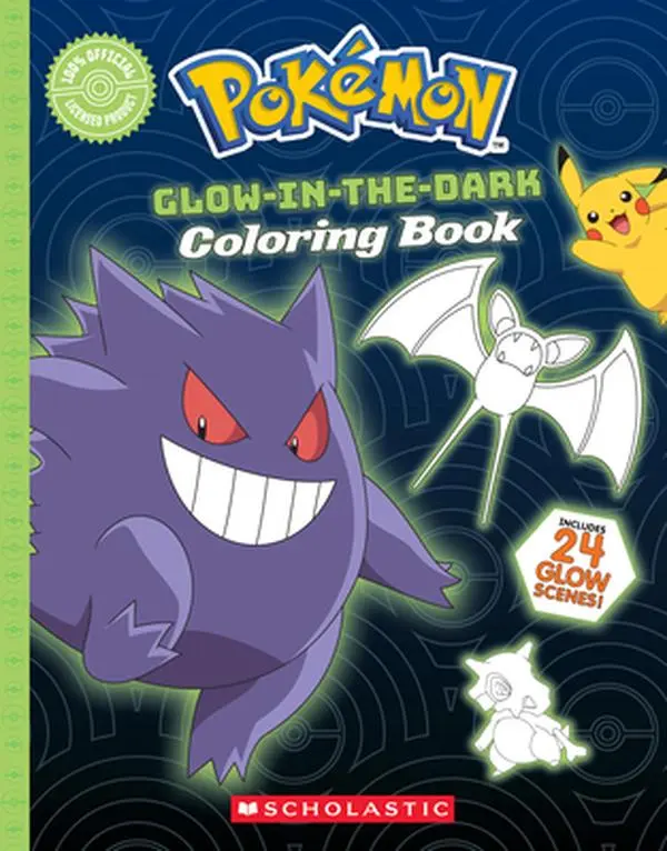 Deluxe English Pokémon Themed Coloring Book - Scholastic Illustrated Activity Book with 24 Glow-In-The-Dark Pages (Children's Literature & Art Category)