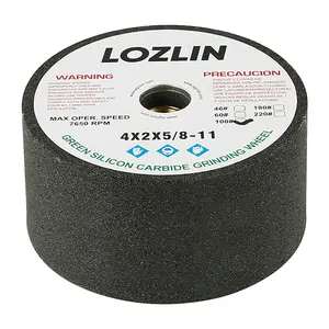 LOZLIN Diamond Grinding Stone for Angle Grinders 5/8-11 Coarse Grit Green Silicon Carbide Abrasives 4X2X5/8-11 Heavy-Duty Disc for Stone Metal Tiling Concrete