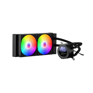 fathersdaygift VEVOR CPU Liquid Cooler, AIO CPU Water Cooler - 120mm PWN Fans Pump, Customizable Black PC Liquid Cooler with 2.1'' LCD Display ARGB light, for Intel 115X/1366/2011/1700/1200, AMD AM4/AM5